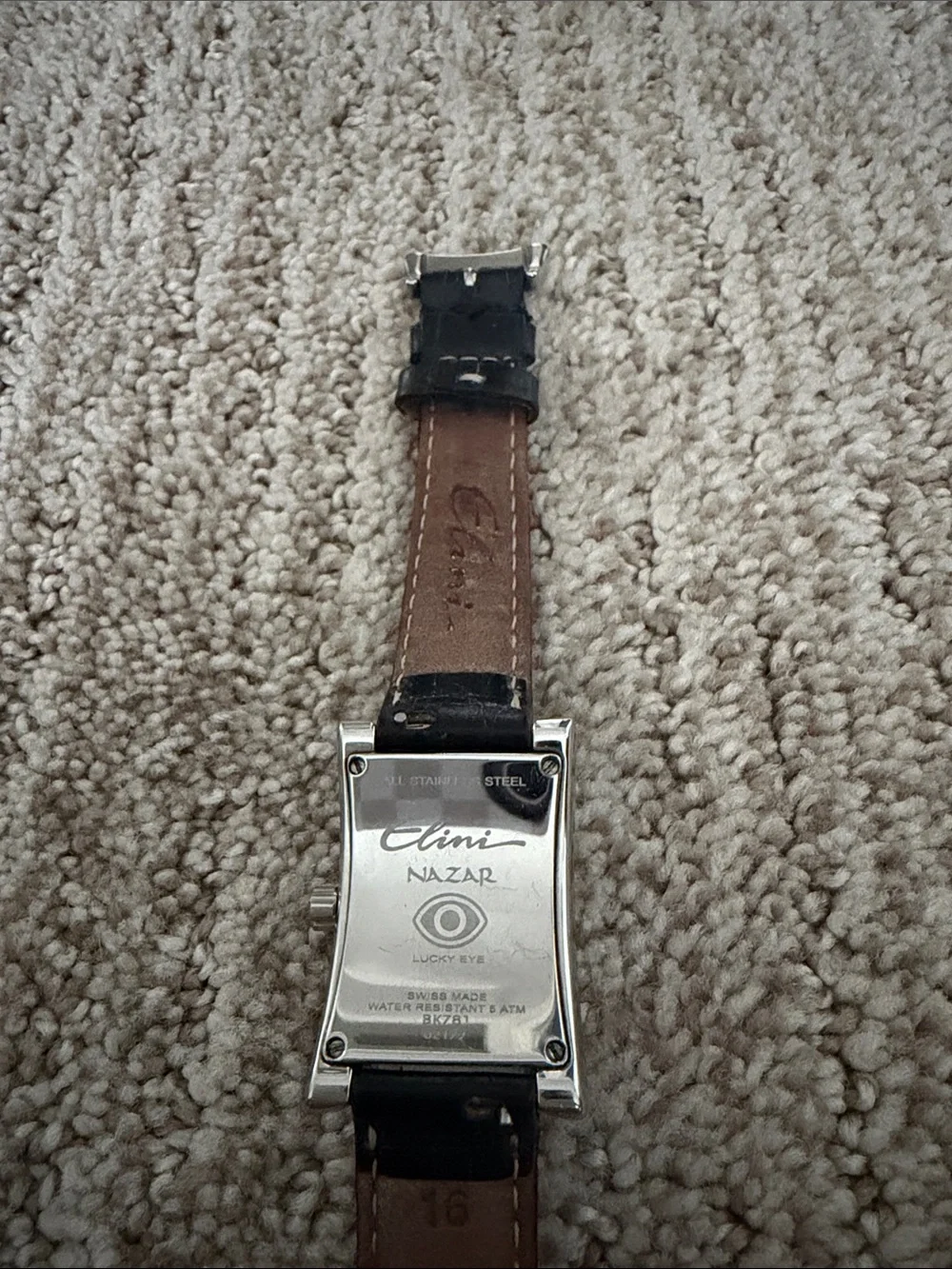 Black Leather Strap Elini Nazar Lucky Eye Women's Watch